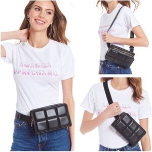 Amanda Uprichard Quilted faux leather belt bag in black Fanny Pack Vacation